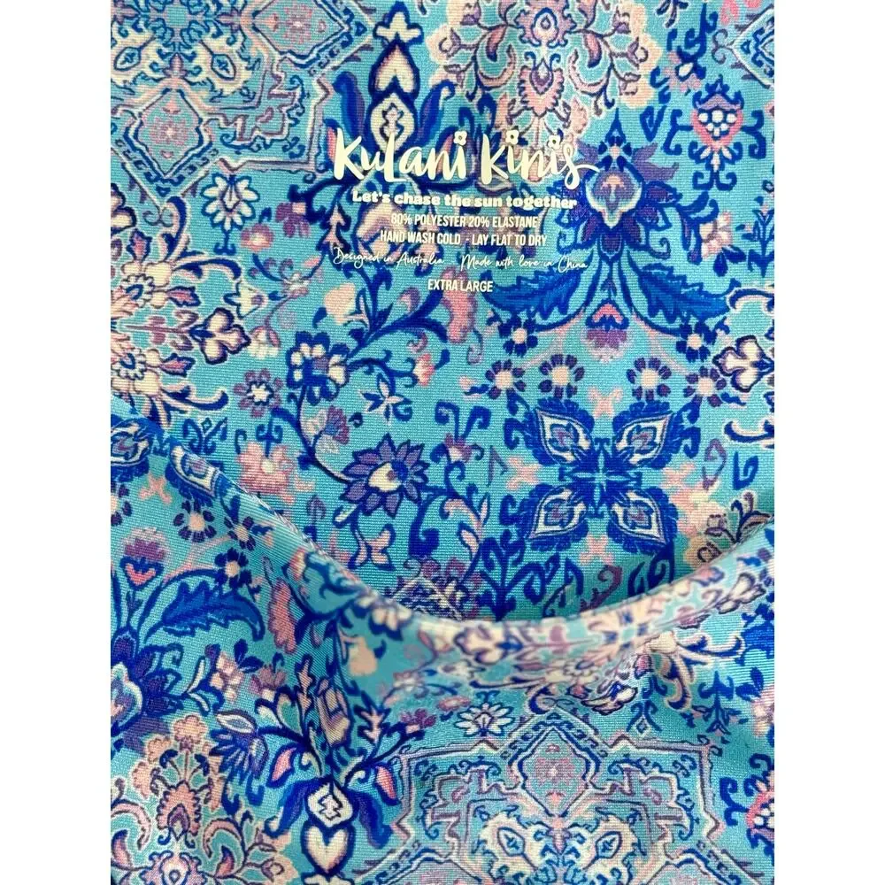 Kulani Kinis Santorini Blue Multicolor Bikini Bottoms Size XL